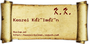 Keszei Kálmán névjegykártya